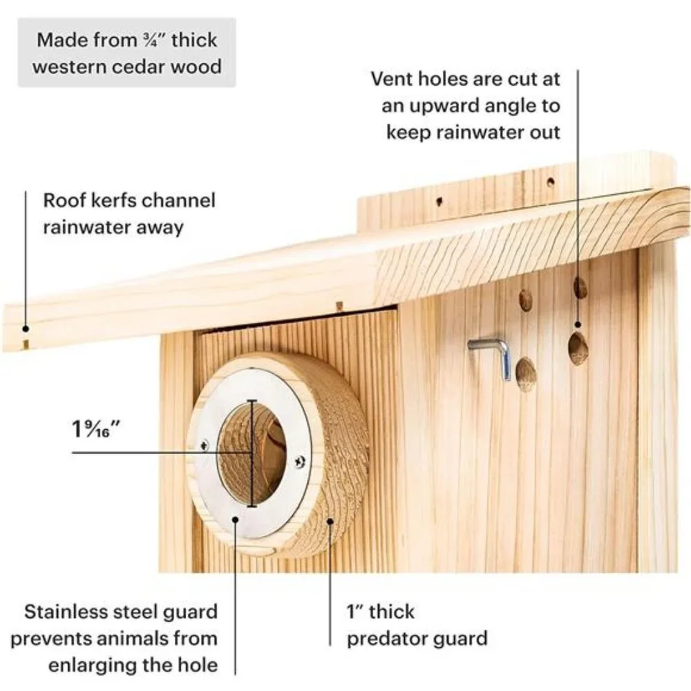 Premium Cedar Bird House - Weatherproof Design with a 22 sq inch Floor